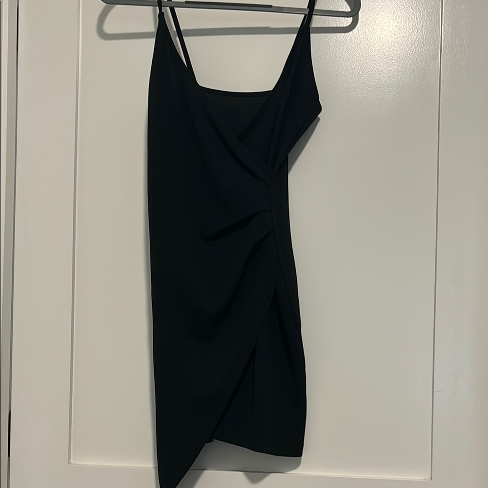 Asymmetric Black Mini Dress